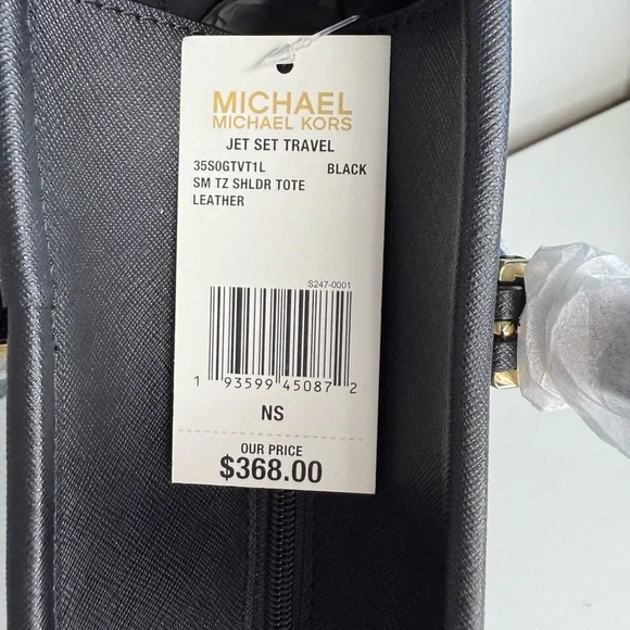 MICHAEL KORS Jet Set Travel SM Top Zip Shoulder Tote & Trifold Wallet Black NWT - Picture 9 of 16